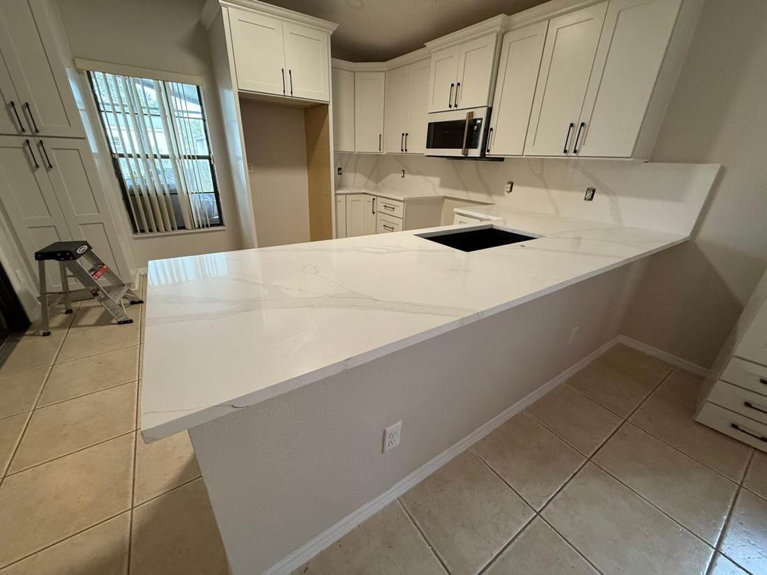 Finished kitchen with quartz countertops