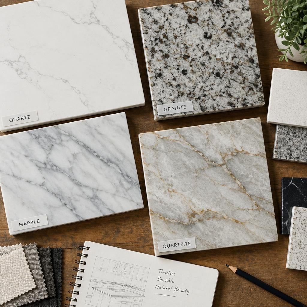 Countertop material samples at CWB Countertops